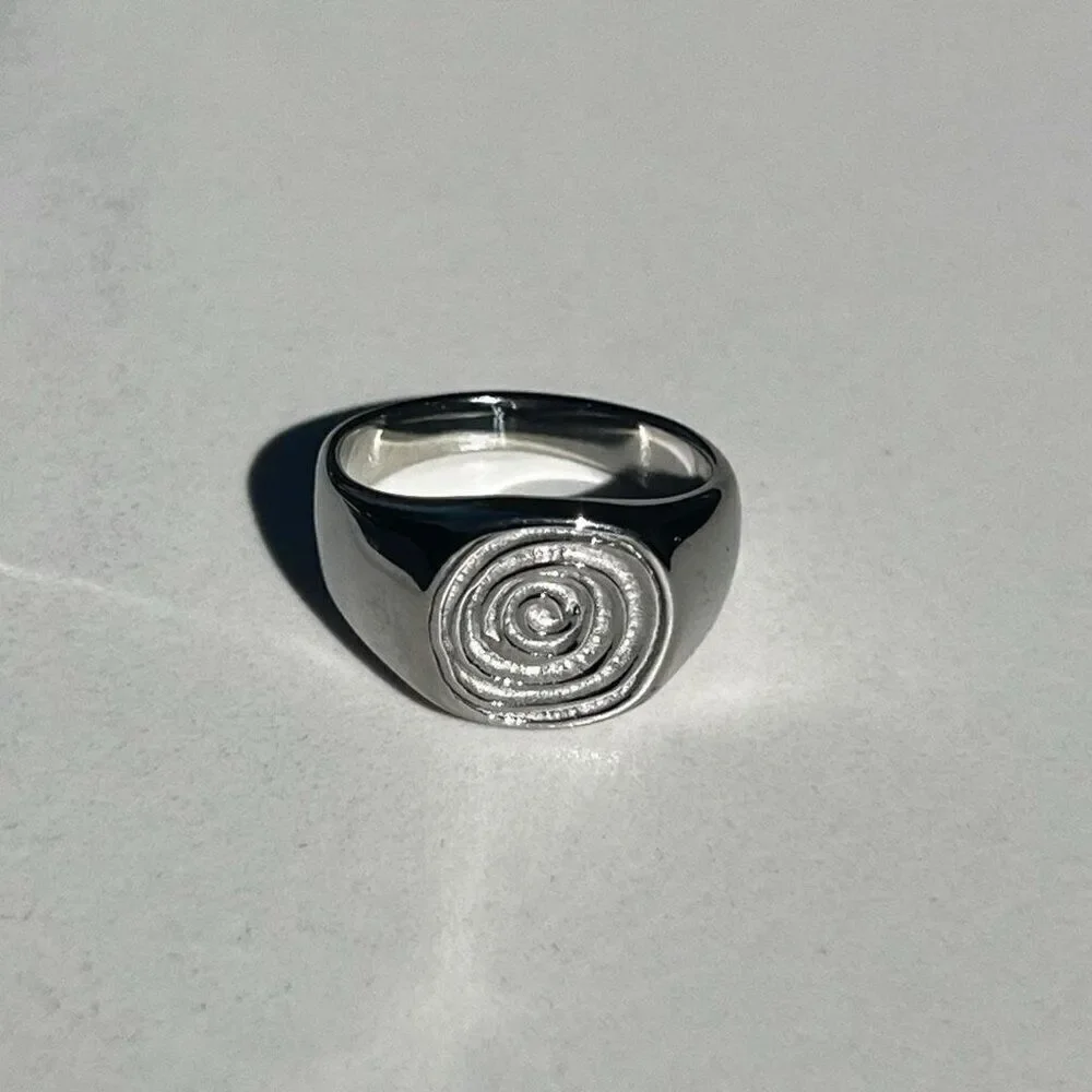 New! “Mila” Silver Engraved Swirl Chunky Ring